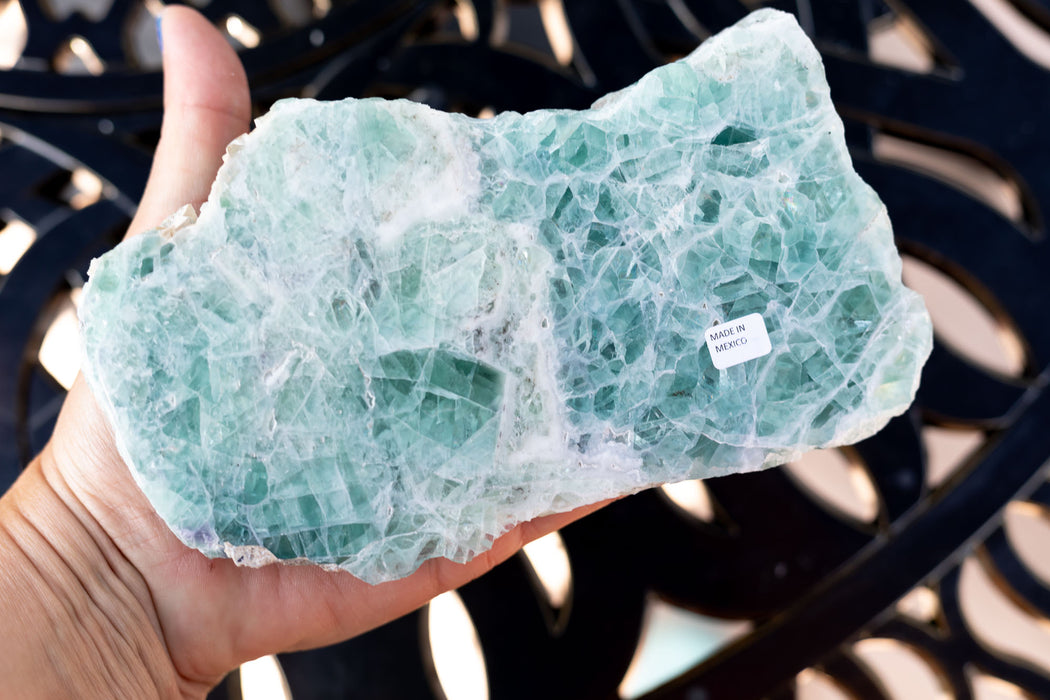 Large Fluorite Slab From Mexico | Thick Green Fluorite Slab | Blue Fluorite Slab | Fluorite Slice