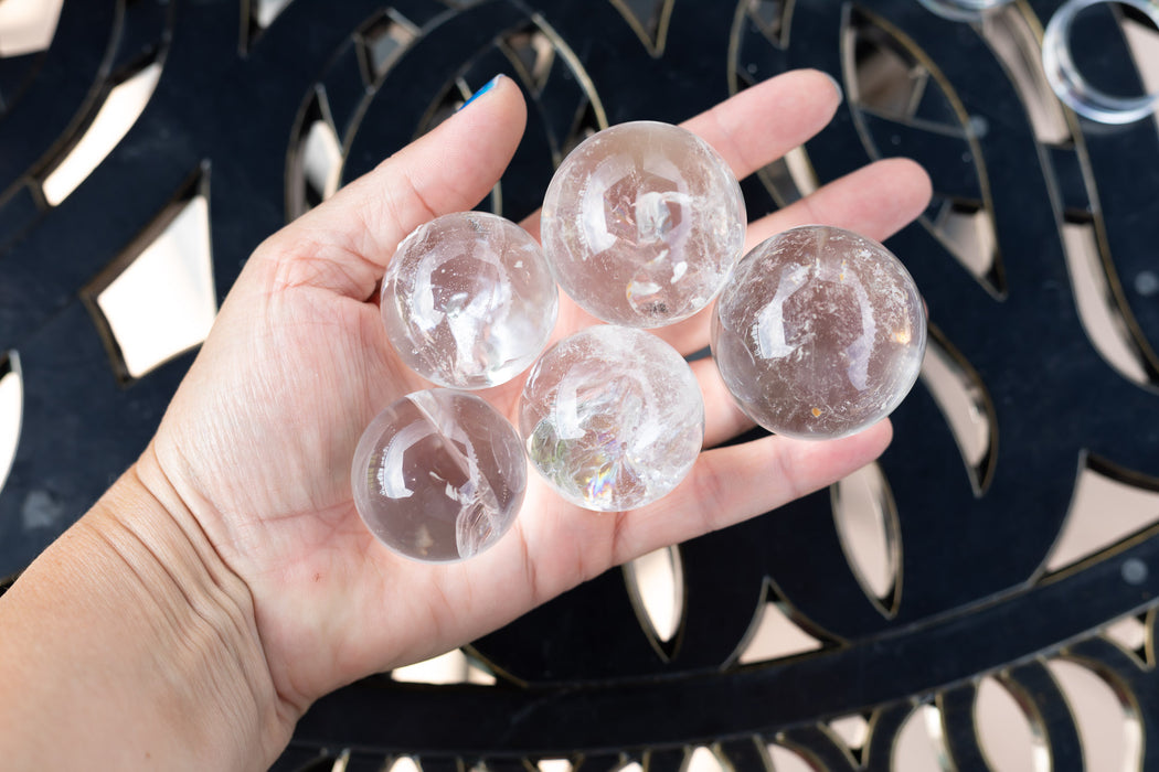 Small AAA Grade Clear Quartz Spheres from Brazil | Clear Quartz Spheres with Rainbows | YOU CHOOSE