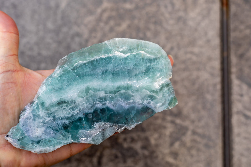 Blue Green Fluorite Slab with Dendrites from Mexico