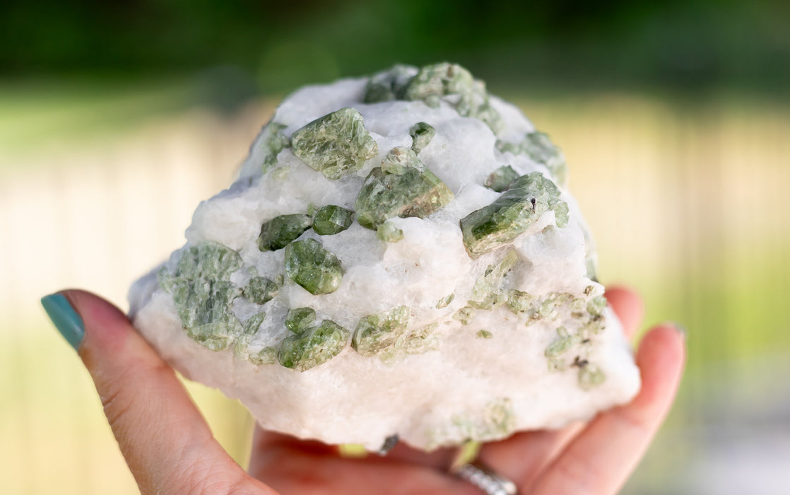 Large Diopside In Matrix Crystal Specimen | Green Diopside Mineral Specimen From Afghanistan
