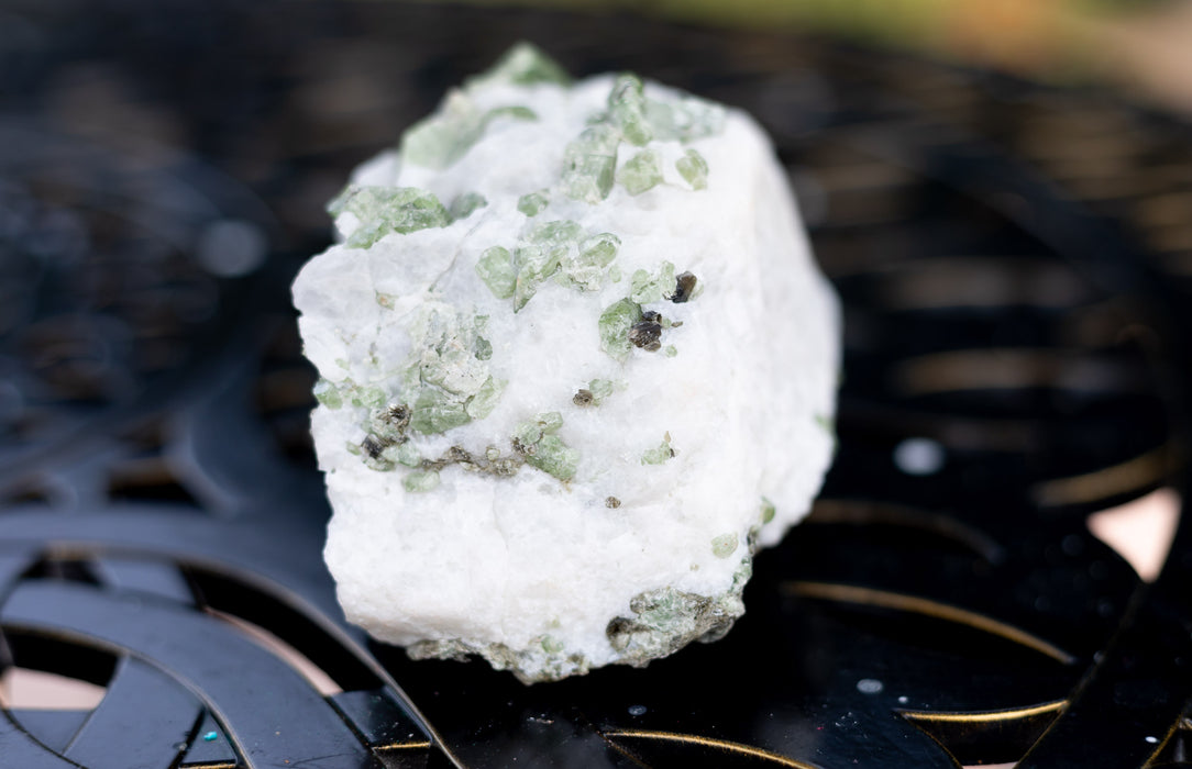 Large Diopside In Matrix Crystal Specimen | Green Diopside Mineral Specimen From Afghanistan