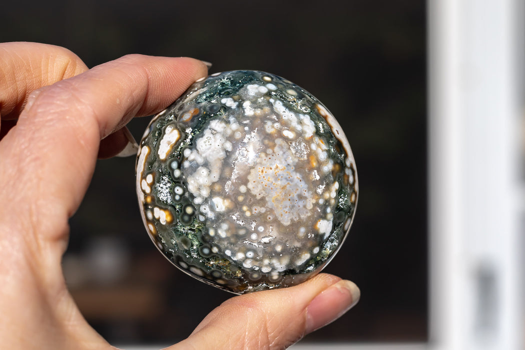 Ocean Jasper Palm Stone | Ocean Jasper Palm Stones with Orbs