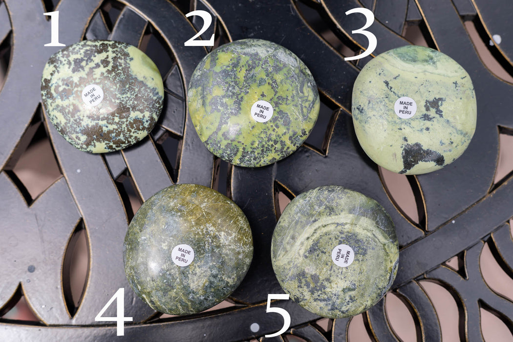 Serpentine Pyrite Palm Stones from Peru | High Quality Serpentine Palm Stones | YOU CHOOSE