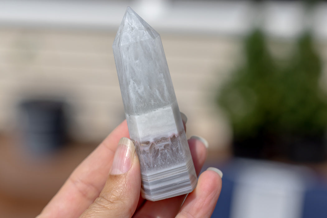 Banded Gray Agate Towers | Gray Banded Agate and Quartz Towers - YOU CHOOSE