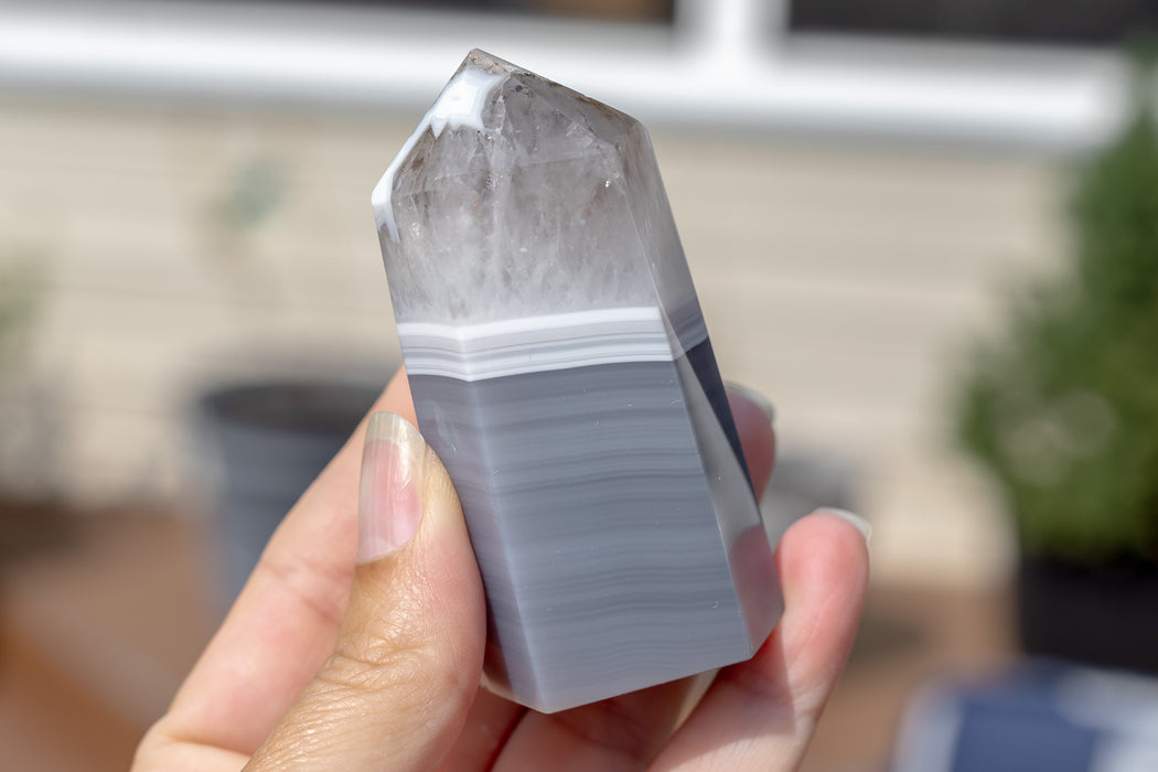 Banded Gray Agate Towers | Gray Banded Agate and Quartz Towers - YOU CHOOSE