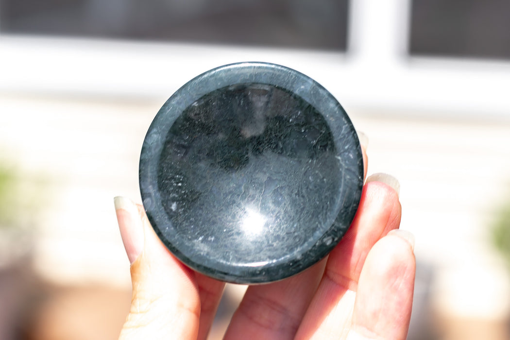 Moss Agate Bowls | Mini Crystal Bowls | Moss Agate Sphere Stands - YOU CHOOSE