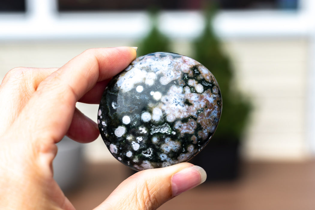 Ocean Jasper Palm Stone with Orbs (from original ocean jasper mine)