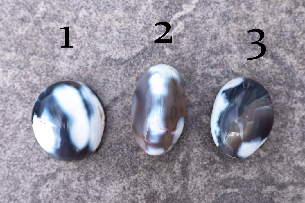 Orca Agate Palm Stones | Blue Agate Palm Stones - YOU CHOOSE!