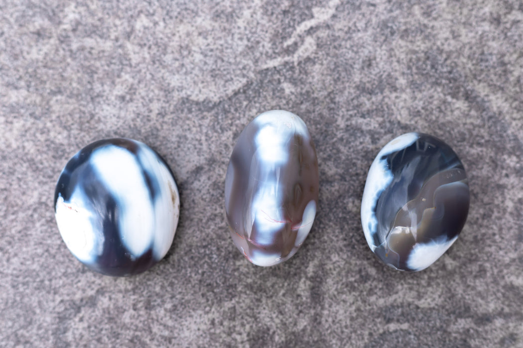 Orca Agate Palm Stones | Blue Agate Palm Stones - YOU CHOOSE!