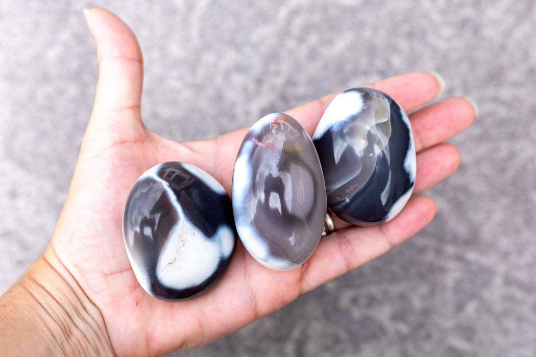 Orca Agate Palm Stones | Blue Agate Palm Stones - YOU CHOOSE!