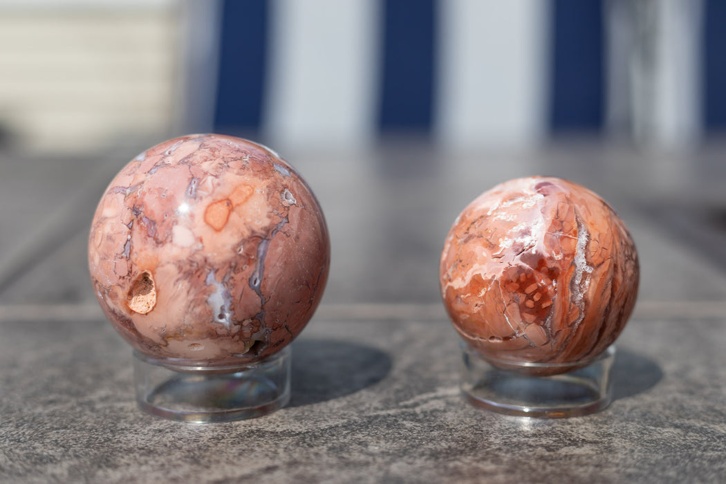 Pink Agate Spheres with Druzy | Cotton Candy Agate Spheres - YOU CHOOSE