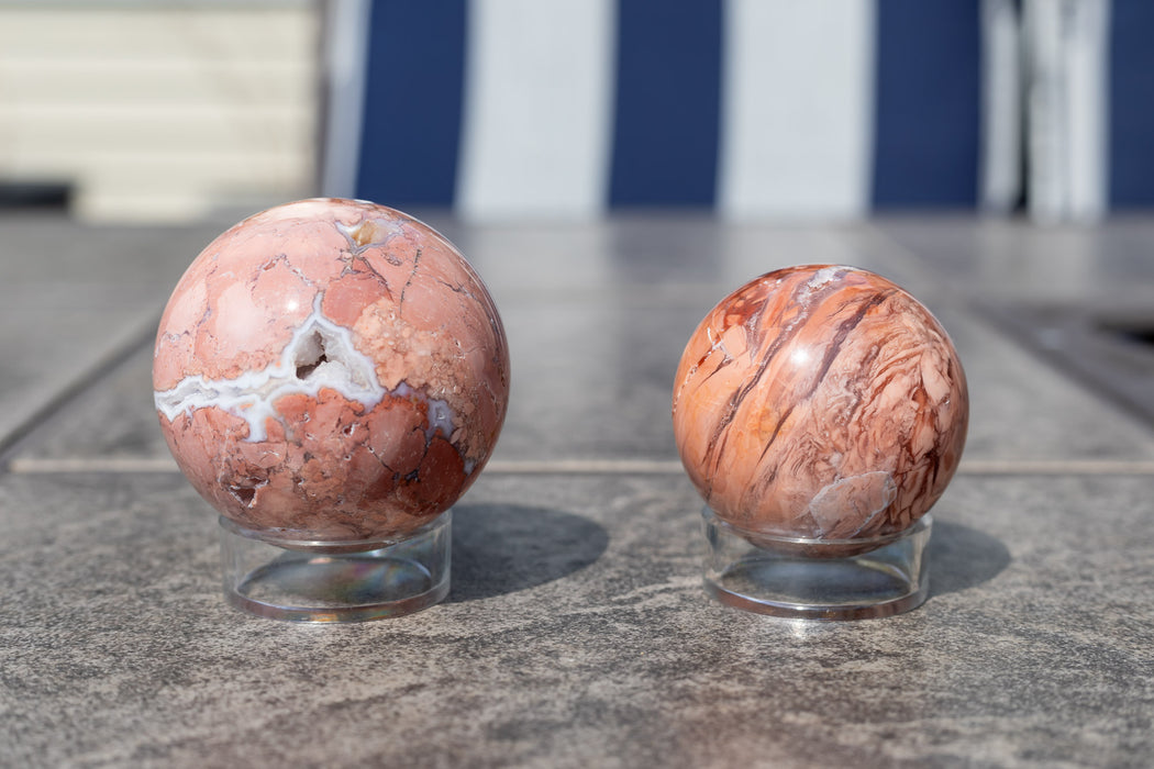 Pink Agate Spheres with Druzy | Cotton Candy Agate Spheres - YOU CHOOSE