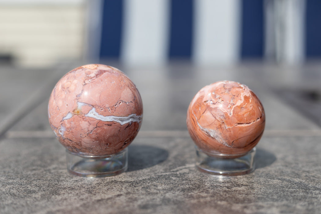 Pink Agate Spheres with Druzy | Cotton Candy Agate Spheres - YOU CHOOSE