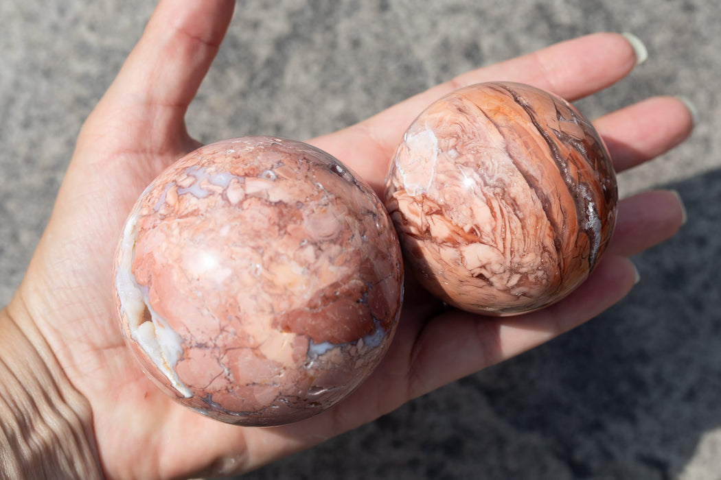 Pink Agate Spheres with Druzy | Cotton Candy Agate Spheres - YOU CHOOSE