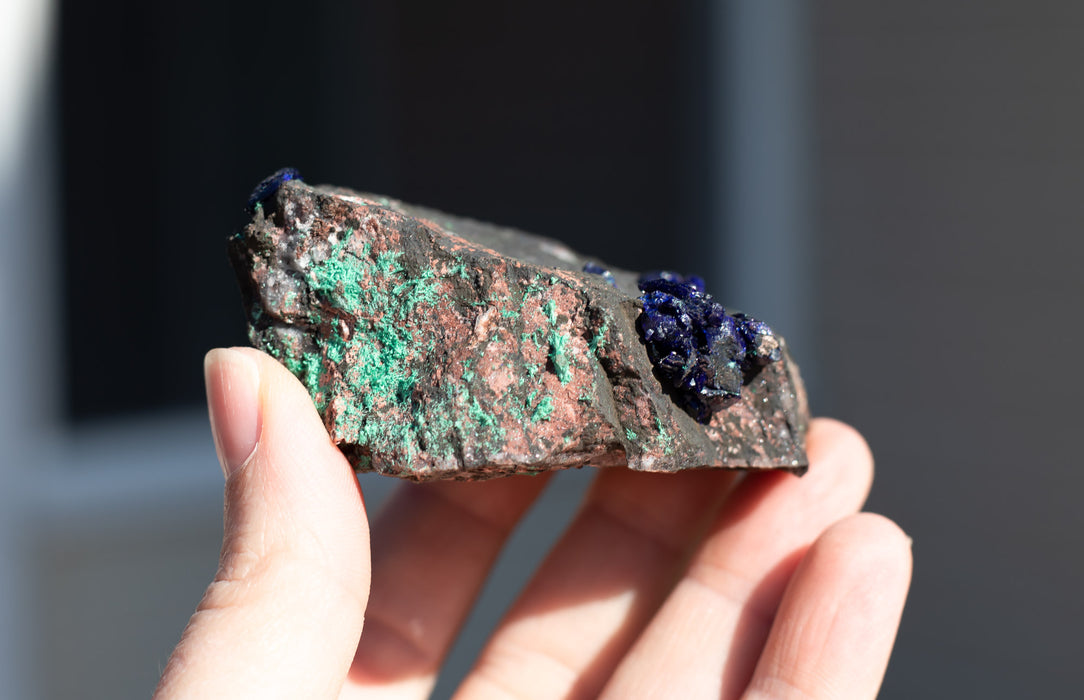 Azurite with Malachite Specimen | Azurite with Larger Crystal Formations