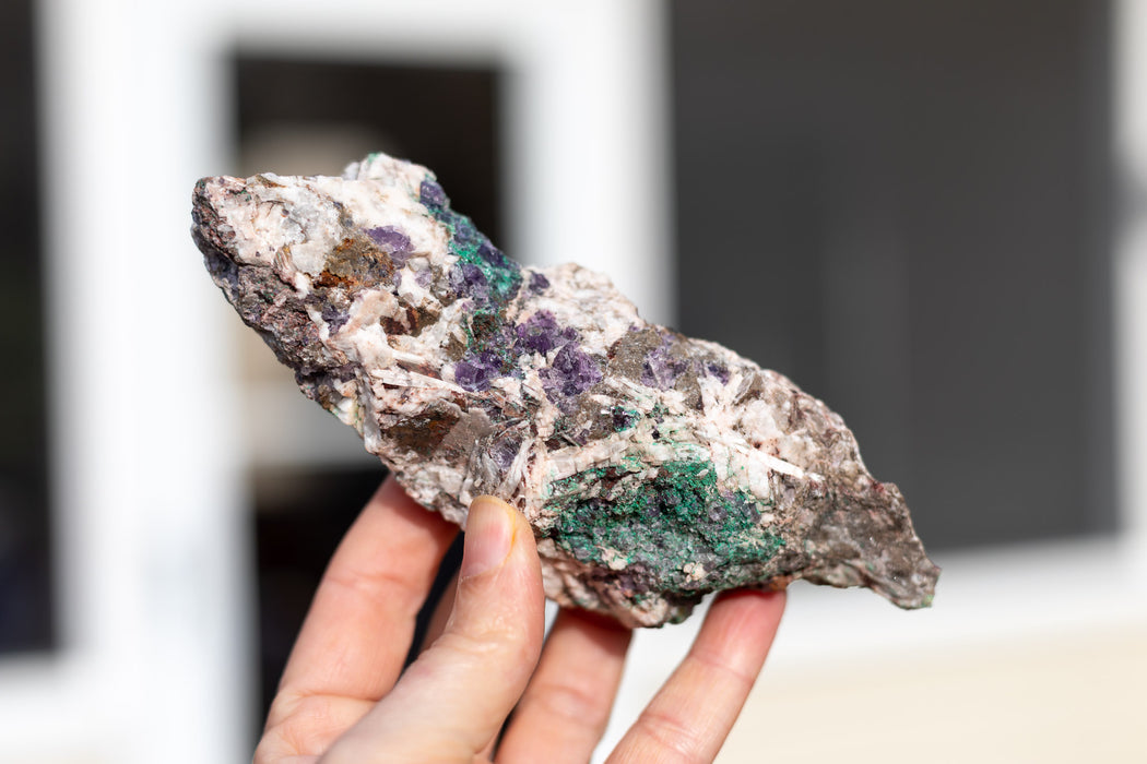 UV Reactive Purple Fluorite with Malachite and Barite Specimens | YOU CHOOSE