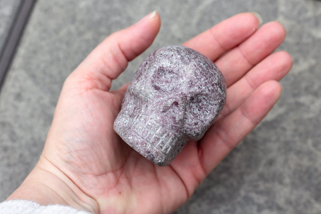 High Quality Lepidolite Skull Carving From Brazil | Brazilian Lepidolite Skull Carving | Crystal Skull Carving