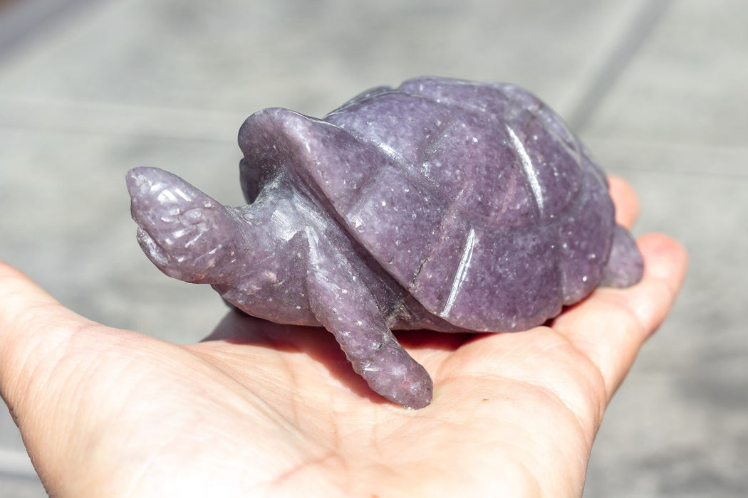 Lepidolite Turtle Carving | Lepidolite Crystal Turtle Carving | Hand Carved Lepidolite Turtle