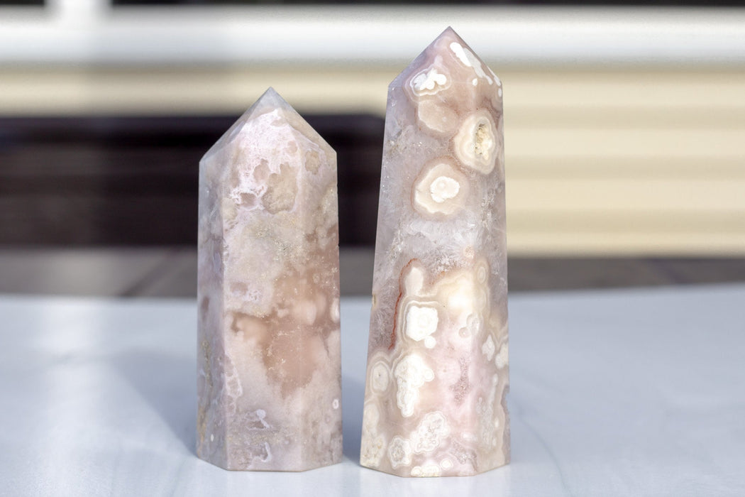 Large Flower Agate Towers | Sakura Agate Towers | Cherry Blossom Agate Towers - YOU Choose!