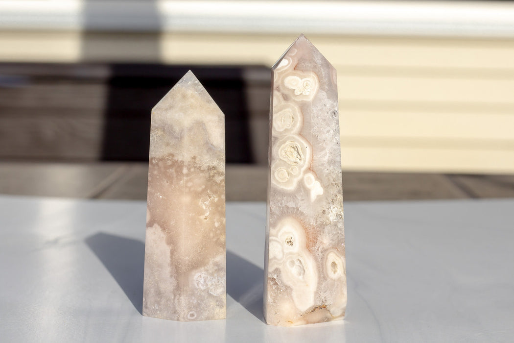 Large Flower Agate Towers | Sakura Agate Towers | Cherry Blossom Agate Towers - YOU Choose!